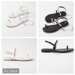 White House Black Market 2 Pairs of Sandals Gold Hardware Black & White  Size 8